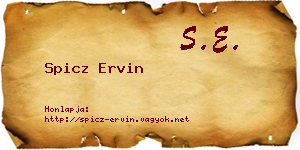 Spicz Ervin névjegykártya